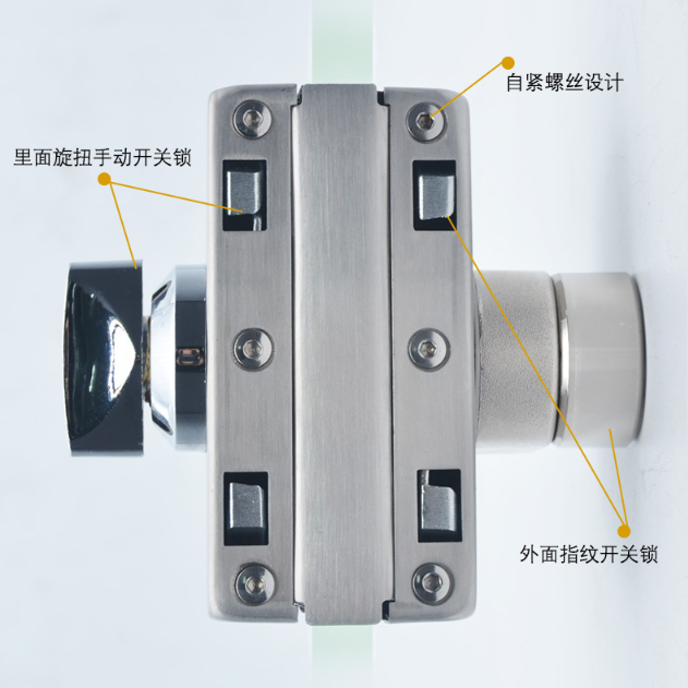 Waterproof Stainless Steel 304 Tempered Frameless Glass Door Office Half Round Glass Door Lock