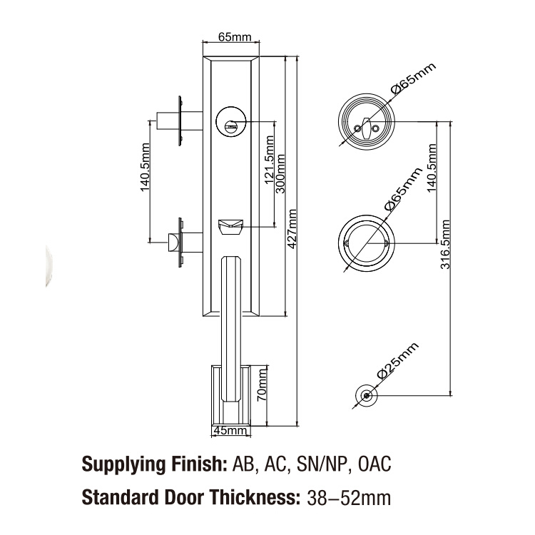 DAB Zinc Alloy Schlage Wood Fence Gate Defiant Keyless Entry Door Handlesets Lowes Locks