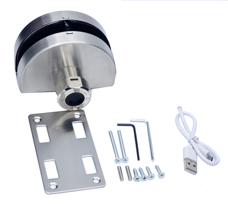 Commercial Double Side Open Glass Sliding Lock Frameless Glass Door Lock Round App Unlock Smart Glass Door Lock