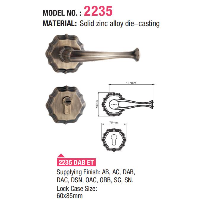 High Quality Security Zinc Alloy Interior Door Lever Lock