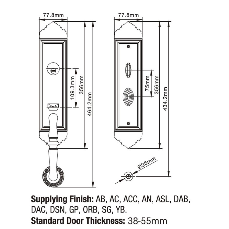DAB Zinc Alloy Solid Special Designed Door Body Lever Handle Door Lock for Interior Home Or Gate