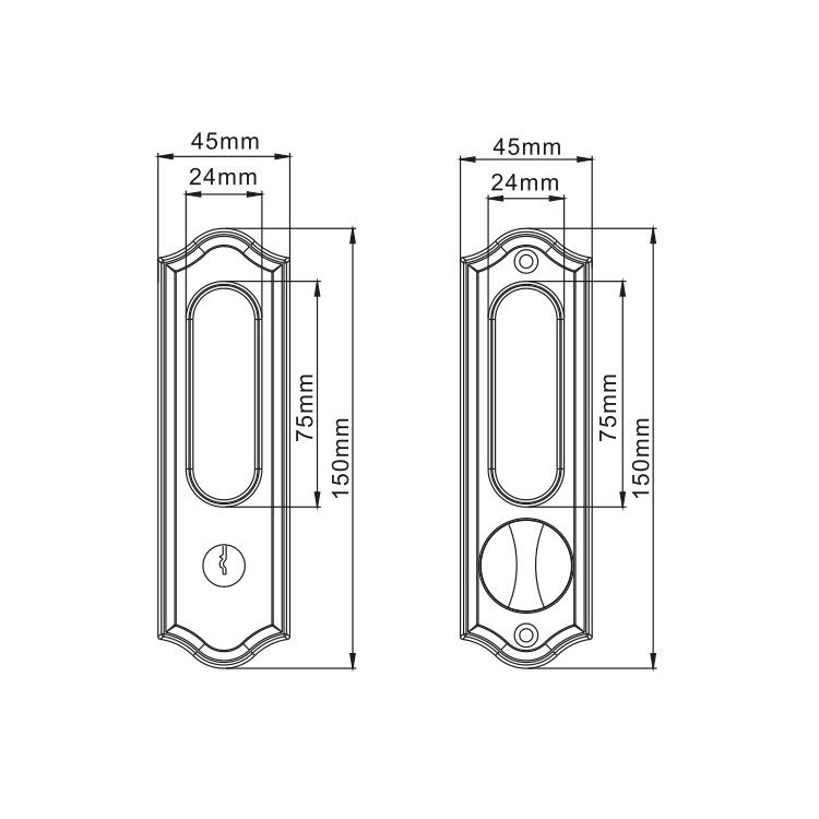 Sliding Hardware Safety Glass Door Lock without Handle Japanese Door Lock for Passage/bathroom/balcony/patio Door Lock Privacy