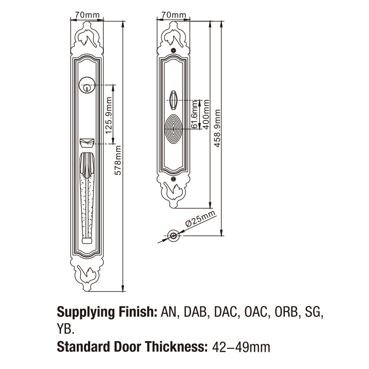 DAB Zinc Alloy The Best Lowes Front Door Handles with Key Locks