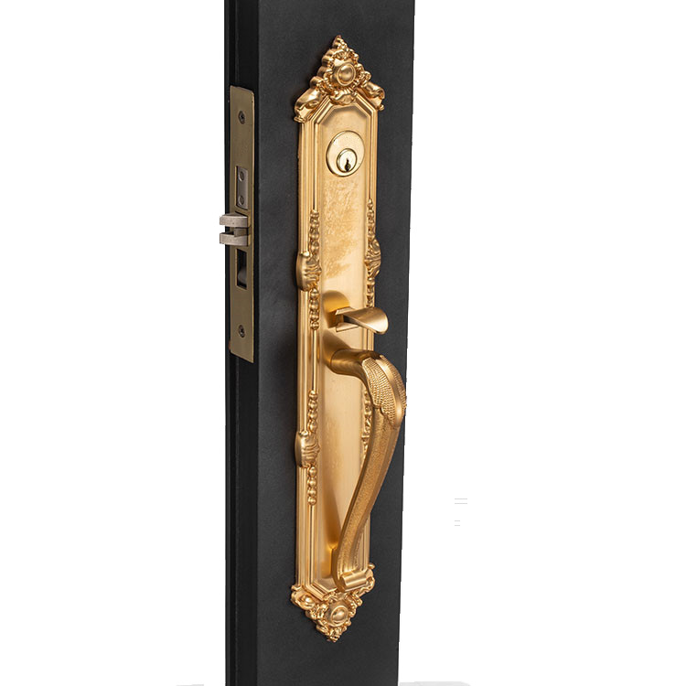 ALS zinc alloy Front Door Lock Set Entry Case Lock With Key Wooden Door Handles Yellow bronze Handles locksets