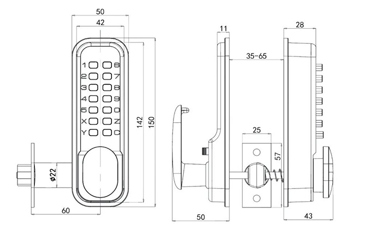 Mechanical Push Button Keyless Keypad Pin Code Entry Password Gate Door Lock