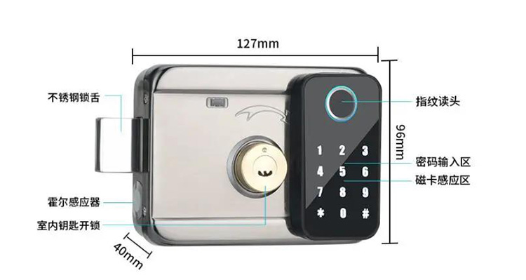 WiFi Smart Home Electronic Keyless Keypad Deadbolt Door Rim Lock Fingerprint Door Lock for Home