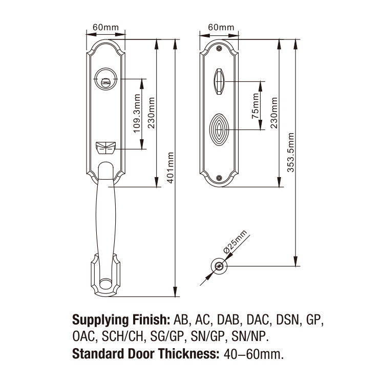  Factory Zinc Alloy Material Big Entrance Door Lock 